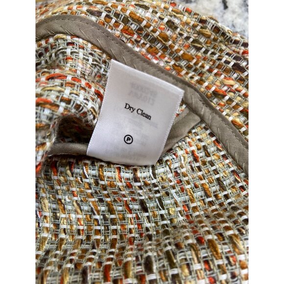 Coldwater Creek Tweed Blazer 14 Beige/Orange Open Front Textured Business Chic - Picture 6 of 11